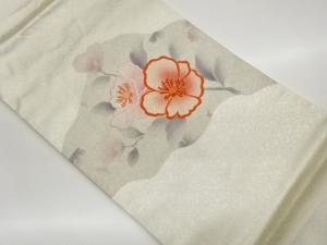 銀彩花葉模様刺繍名古屋帯